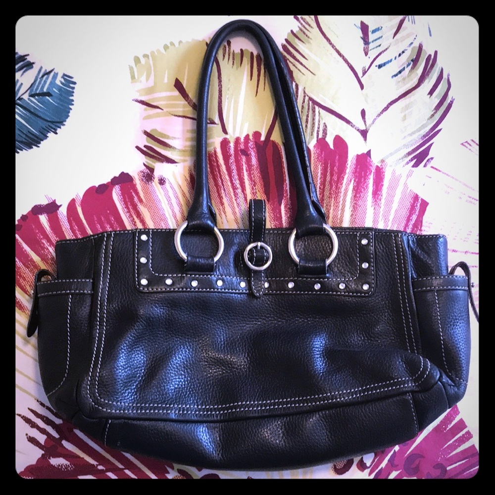 Black leather satchel